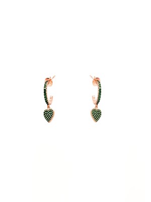 orecchini pendente cuore zirconi verdi